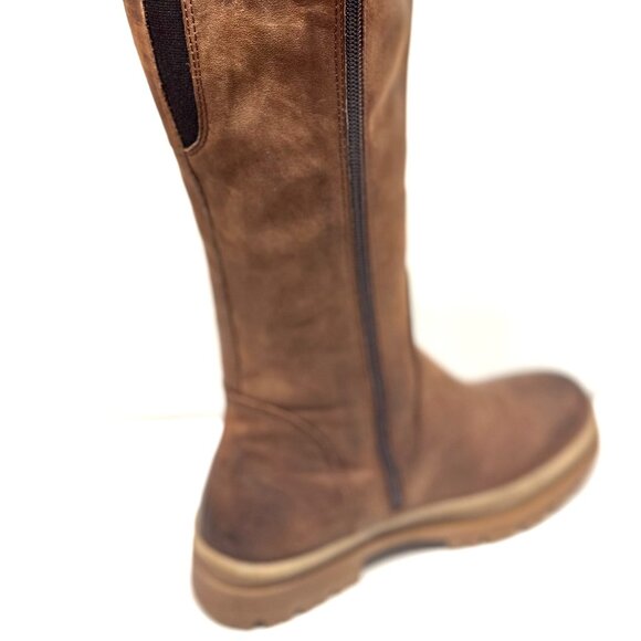 MIZ MOOZ NUBUCK LEATHER TALL BOOTS FULL SIDE ZIP 37EU BRANDY / 7US NEW # Z-122 - Picture 3 of 4